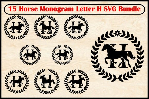 15 Horse Monogram Letter H SVG Bundle: Graphic Illustrations