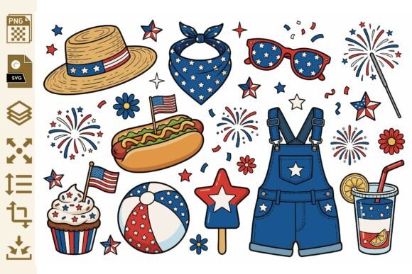 4th of July Clipart PNG SVG Bundle: Graphics & Illustrations