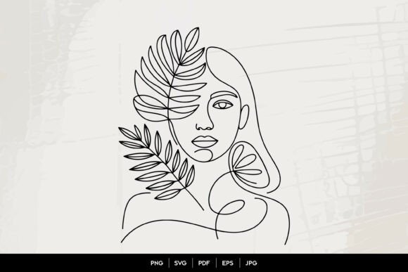 Abstract Woman Face Line Art: Graphics & Illustrations