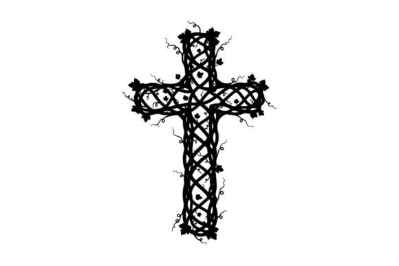Black Thorny Tribal Cross Graphics & Illustrations