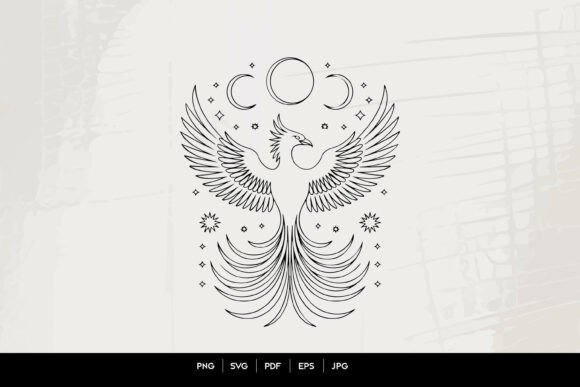 Celestial Phoenix Line Art: Graphics & Illustrations Review