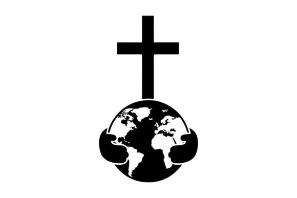 Cross Symbol on Cracked Earth Globe Repr: Graphics & Illustrations