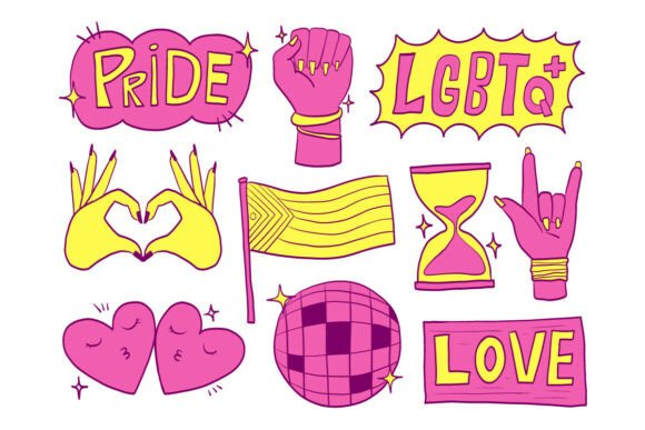 Cute Pride Doodle LGBT Month Celebrate Graphics