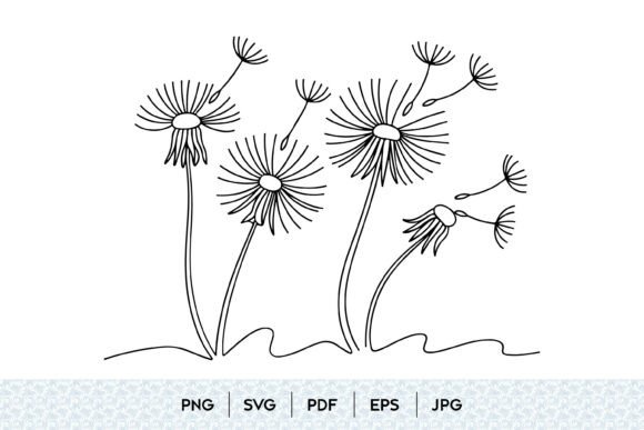Dandelion Flower Line Art: Graphics & Illustrations for Editorial Use