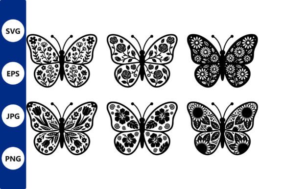Floral Butterfly Silhouettes: Vector Illustrations & Graphics