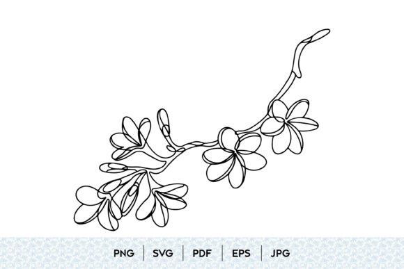 Freesia Flower One Line Art Branch: Graphics & Illustrations