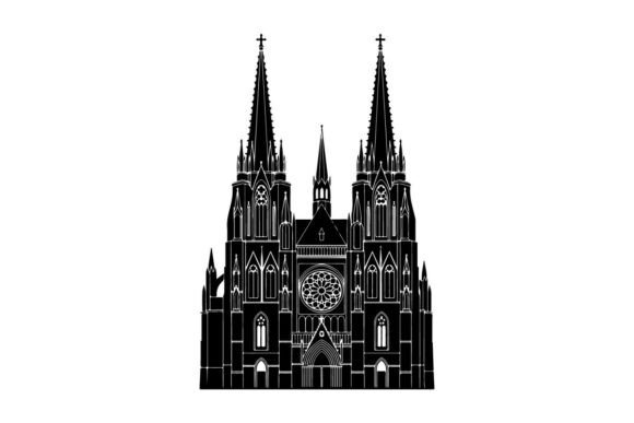 Gothic Cathedral Illustration Black and Graphics