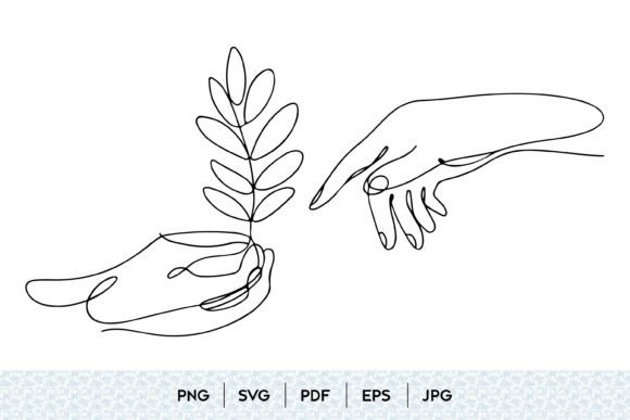 Hands Holding Leaf SVG: Minimalist Graphics & Illustrations