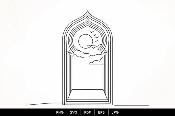 Islamic Arch Window Landscape SVG: Graphics & Illustrations