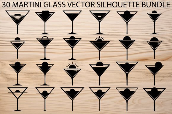 Martini Glass Silhouette Bundle: Graphics & Illustrations