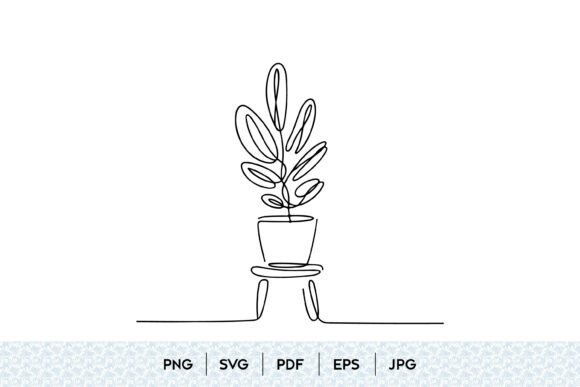 Minimal Potted Plant Line Art SVG: Clean Graphics & Illustrations