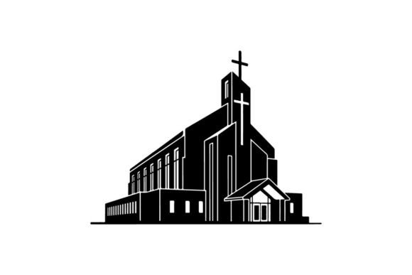 Modern Black and White Church Building S Graphics