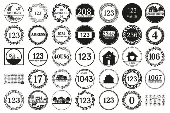 Modern Round House Address Sign Graphics & Illustrations