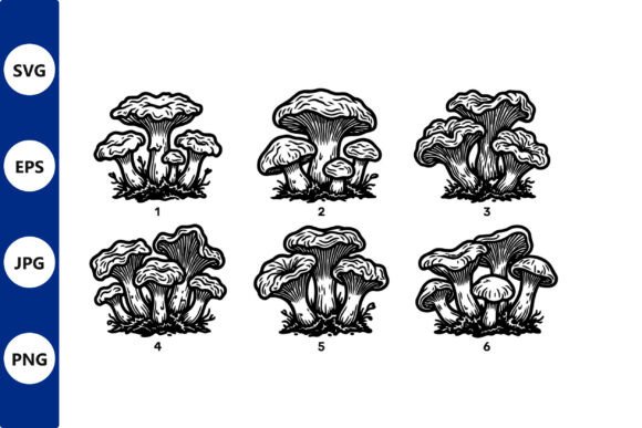 Mushroom Cluster Vector Illustration & Graphics
