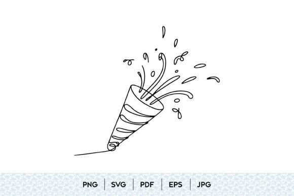 Party Popper One Line Art Design: Graphics & Illustrations