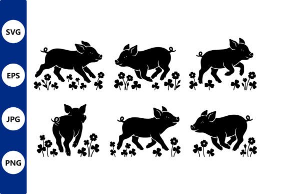 Pigs in Clover Silhouette Art