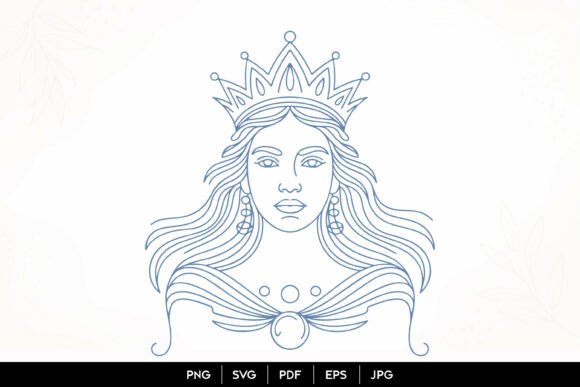 Queen Portrait Line Art SVG: Graphics & Illustrations Review