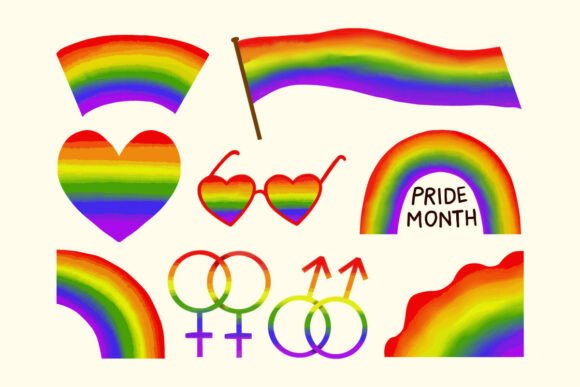 Rainbow Pride Elements SVG Bundle: Graphics & Illustrations