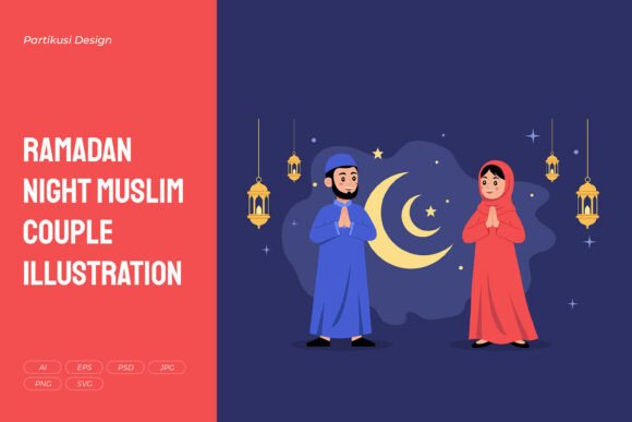 Ramadan Night Muslim Couple Graphics & Illustrations Review
