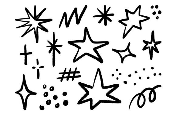 Star Sparkle Doodle Brush Element Set: Graphics & Illustrations