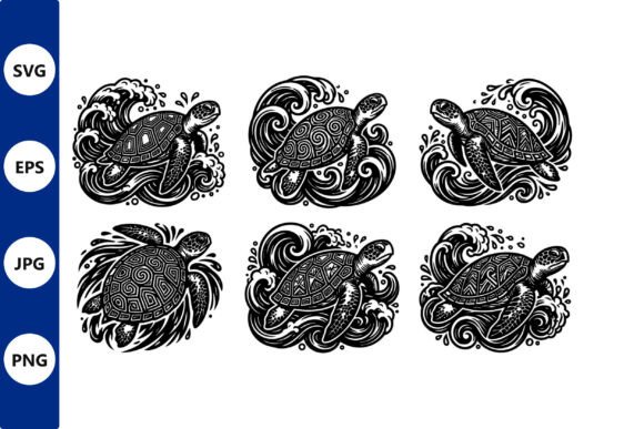 Turtle Wave Vector Art Set: Graphics & Illustrations Review