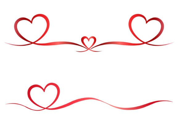 Valentine Red Heart Flourish Dividers: Graphics & Illustrations
