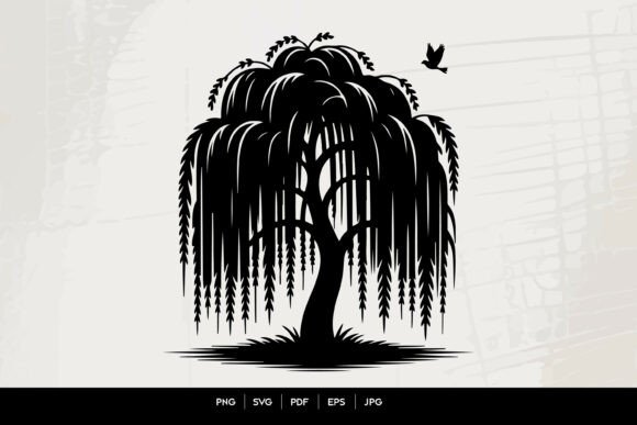 Willow Tree Silhouette SVG: Editorial Graphics & Illustrations