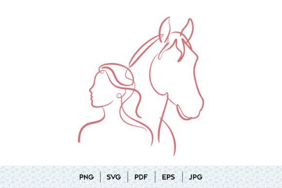 Woman Horse Line Art SVG: Minimalist Graphics for Equestrian Illustrations