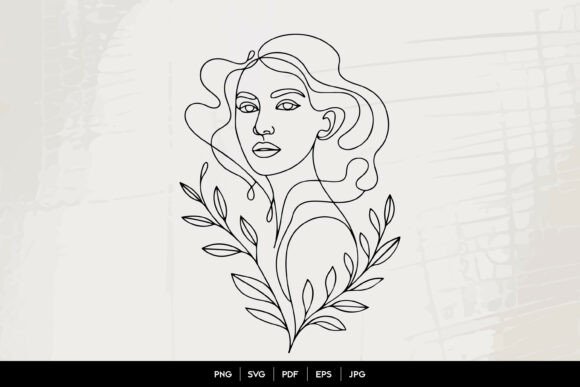 Woman Portrait Line Art SVG: Modern Graphics & Illustrations